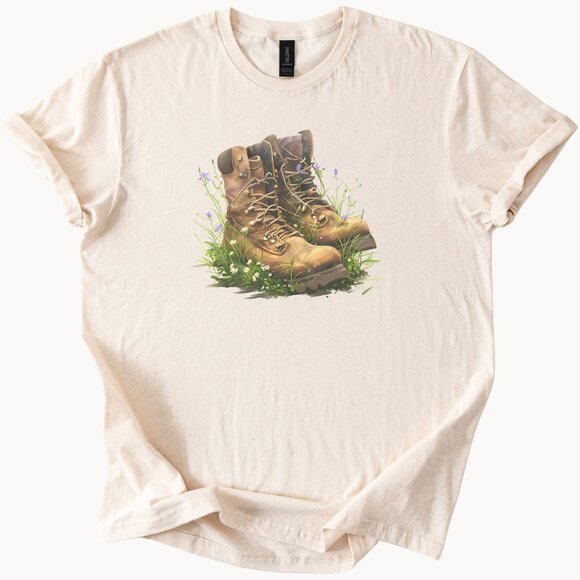 Gildan Tops - Boots and Wildflowers Tee Nature Hiker Shirt Gift